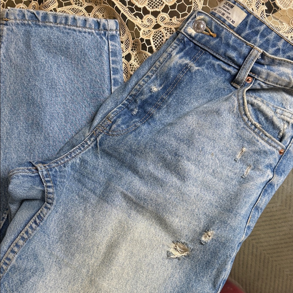 Bershka Light Blue Distressed Women Jeans